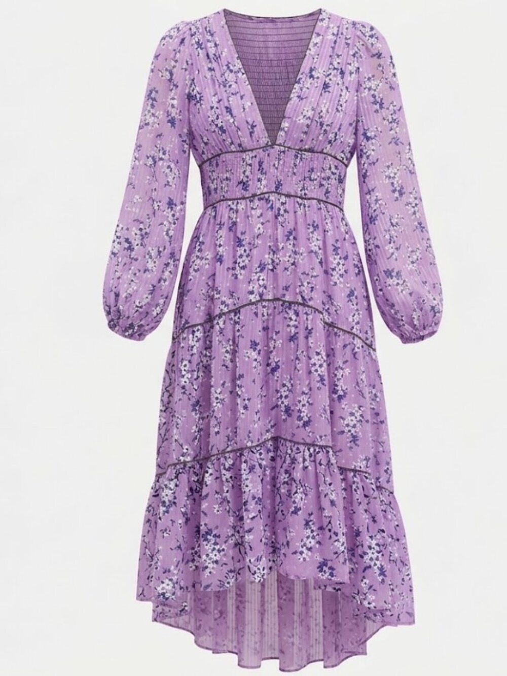 ULLA JOHNSON Joan Midi Silk Blend Dress in Lilac, Size 2